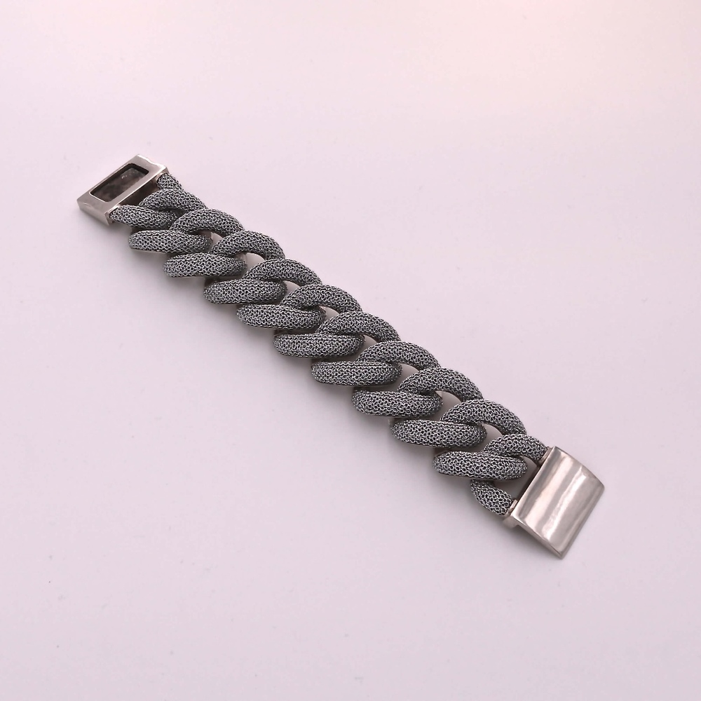 A&M Silver Mesh Large Links Bracelet